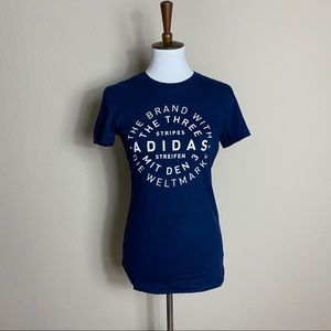 NEW Adidas Small Shirt “The go-to Tee” Short Sleeve Blue Top Graphic Shirt NWT